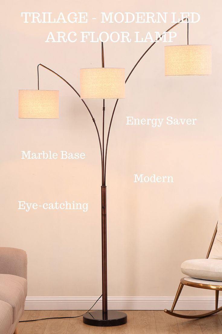 Trilage Modern Led Arc Floor Lamp Marble Base 3 Hanging pertaining to dimensions 735 X 1102