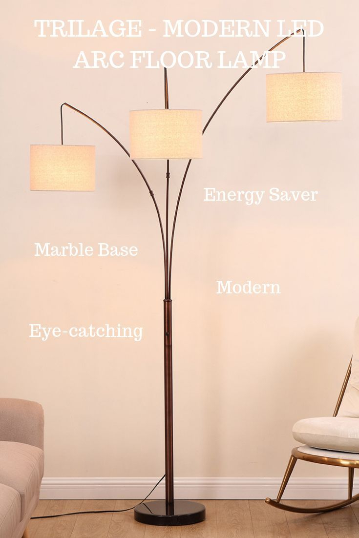 Trilage Modern Led Arc Floor Lamp Marble Base 3 Hanging within proportions 735 X 1102