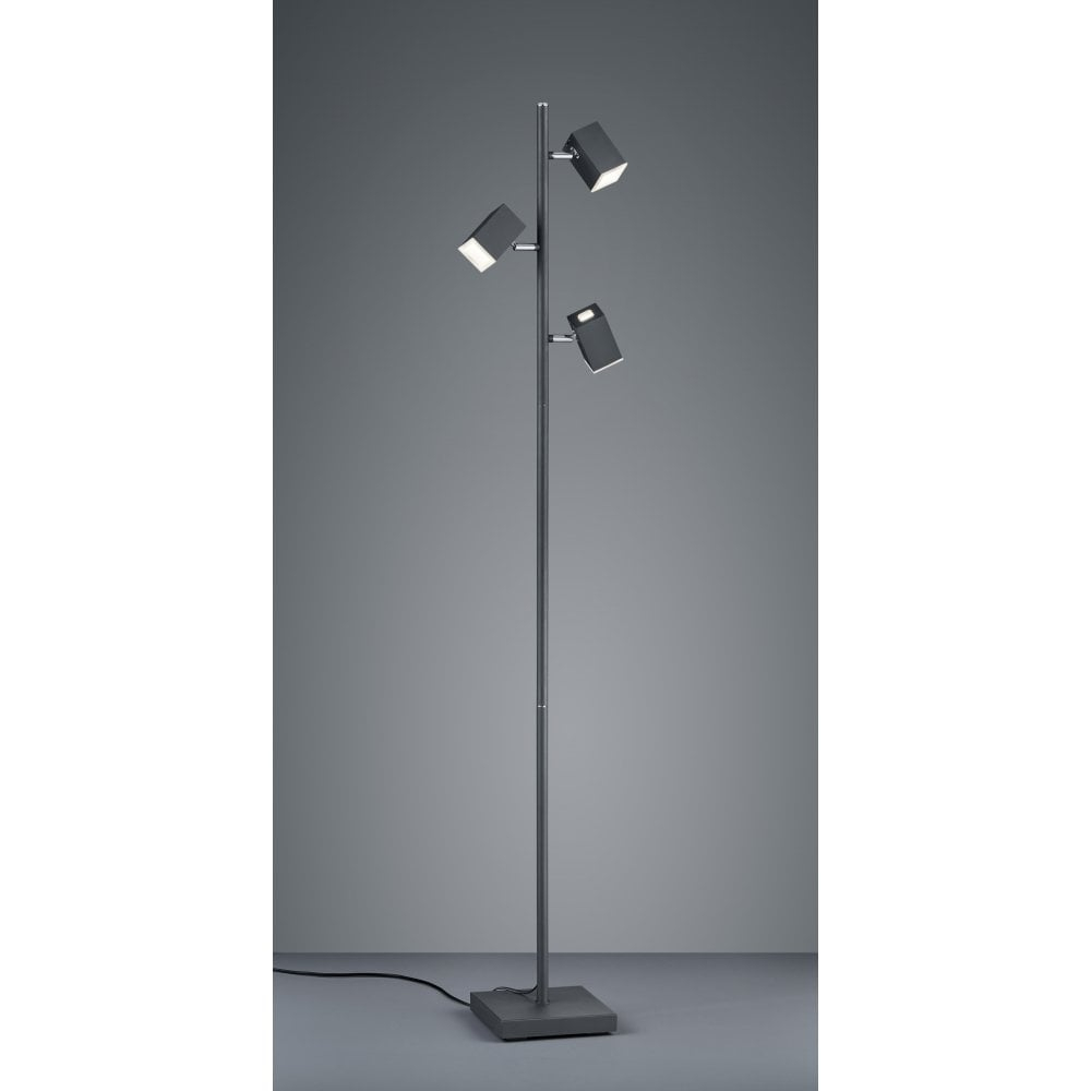 Trio Lighting Lagos Modern Black Matt Metal Floor Lamp intended for measurements 1000 X 1000