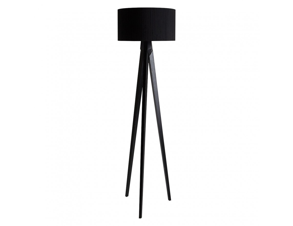 Tripod Black Wooden Floor Lamp With Black Shade for proportions 1200 X 925