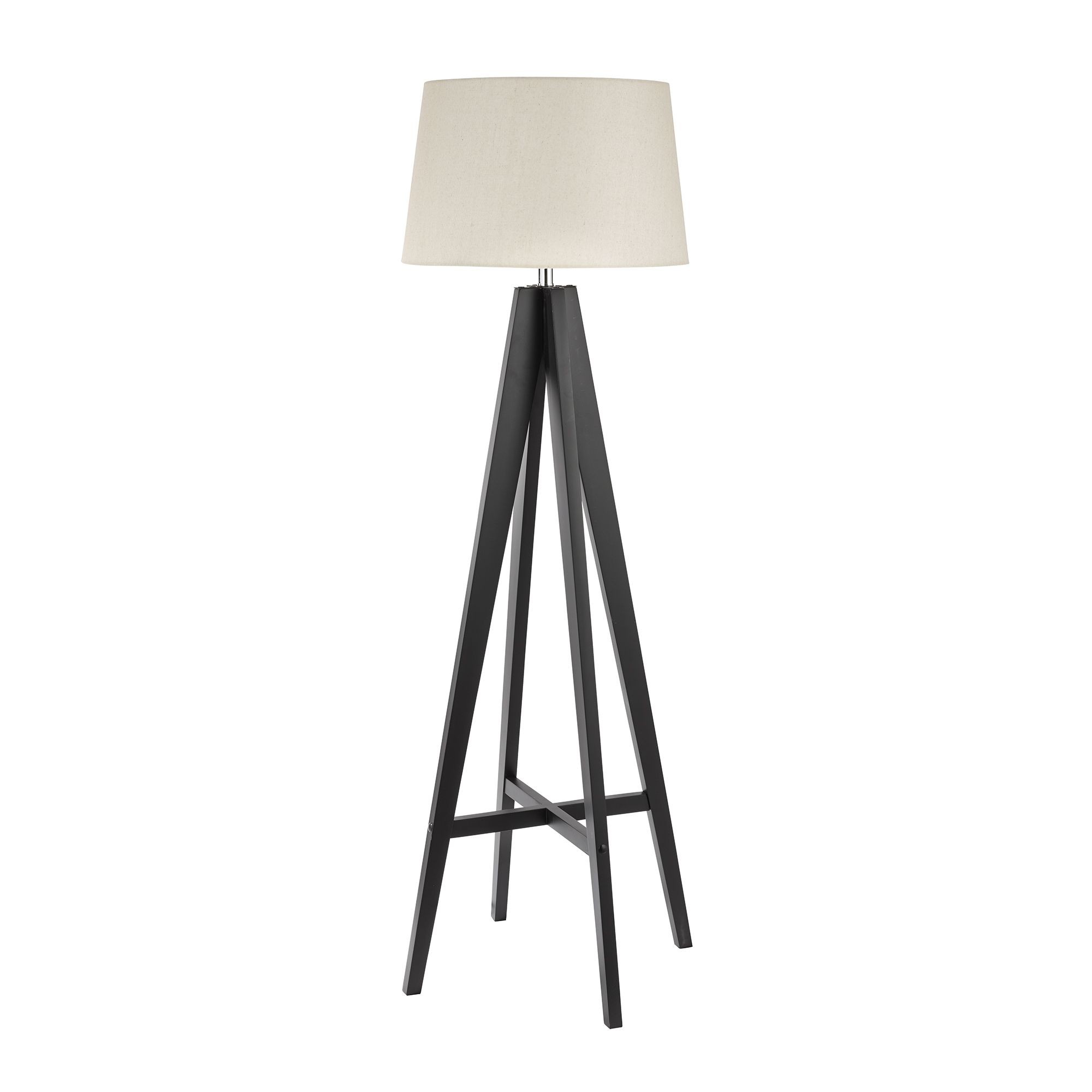 Tripod Dark Wood Floor Lamp With Cream Linen Shade in dimensions 2000 X 2000