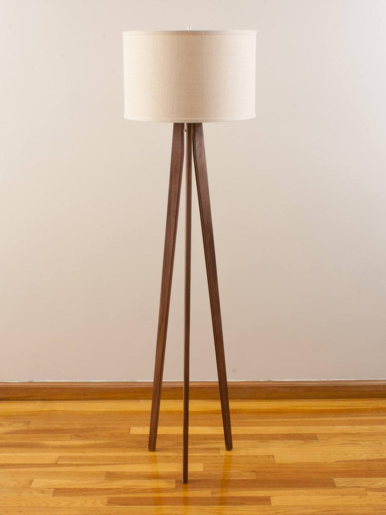 Tripod Floor Lamp Black Walnut Mid Century Modern intended for size 794 X 1059