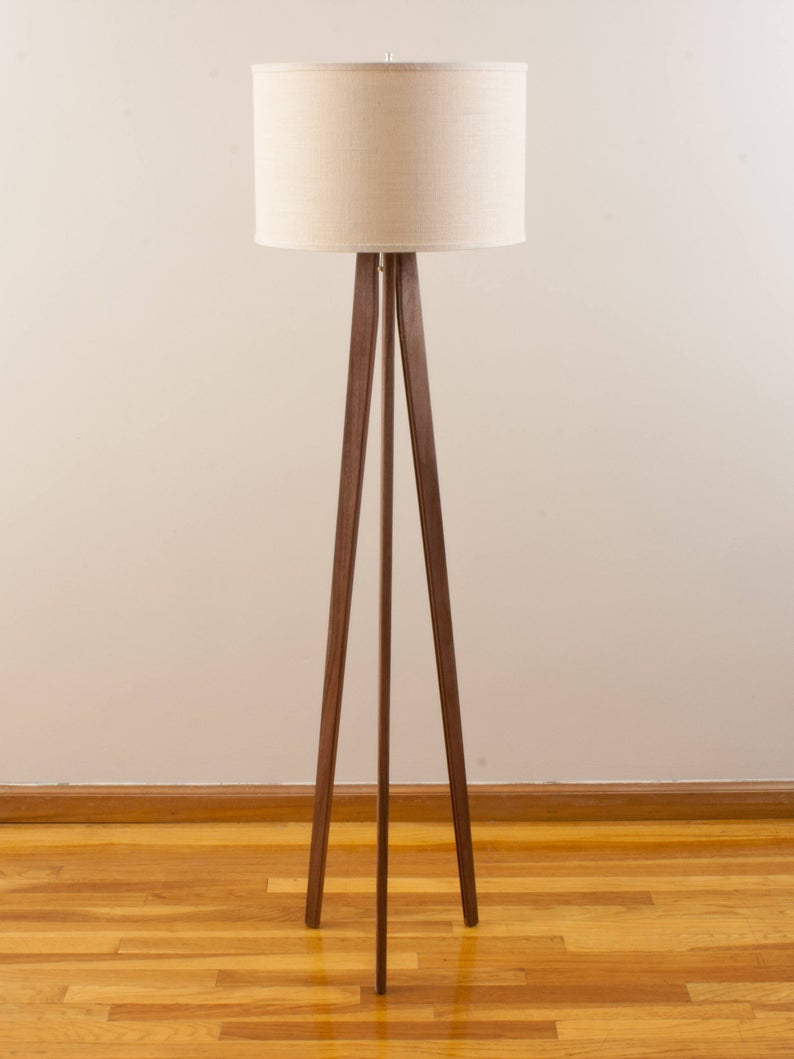 Tripod Floor Lamp Black Walnut Mid Century Modern with proportions 794 X 1059