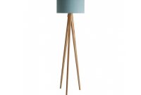 Tripod Oak Wooden Floor Lamp With Green Silk Shade in size 1200 X 925