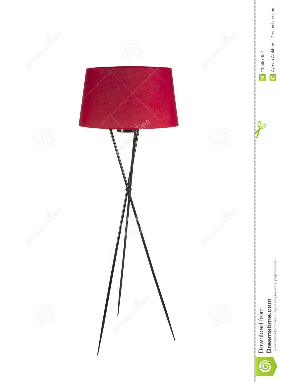 Tripod Red Floor Lamp On White Background Stock Photo inside size 957 X 1300