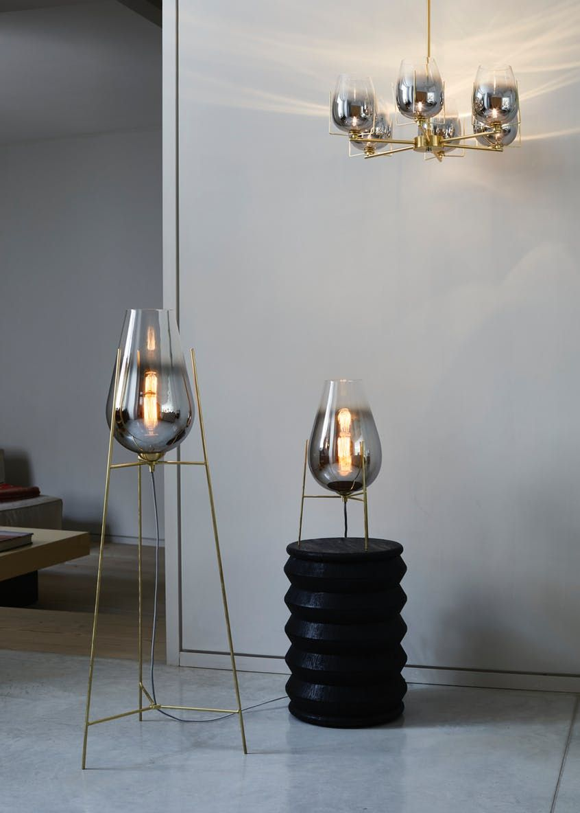 Tulip Smoked Glass Floor Lamp H105cm X W46cm Glass Floor intended for measurements 846 X 1184