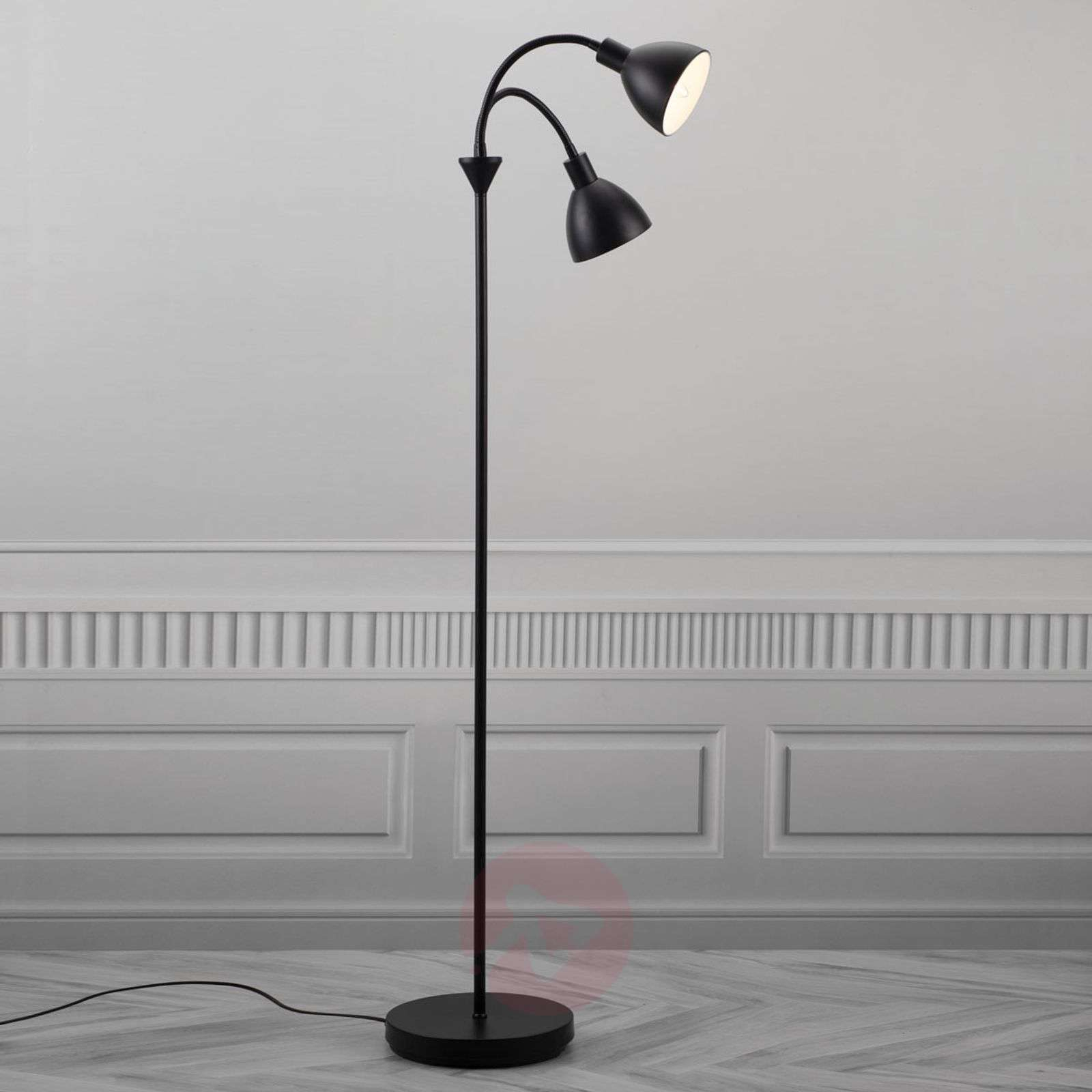 Two Bulb Floor Lamp Ray Made Of Black Metal with dimensions 1600 X 1600