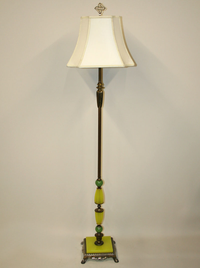 Two Light Floor Lamp W Jadeite Breaks Decorative Square Footed Base C 1930 intended for sizing 800 X 1067