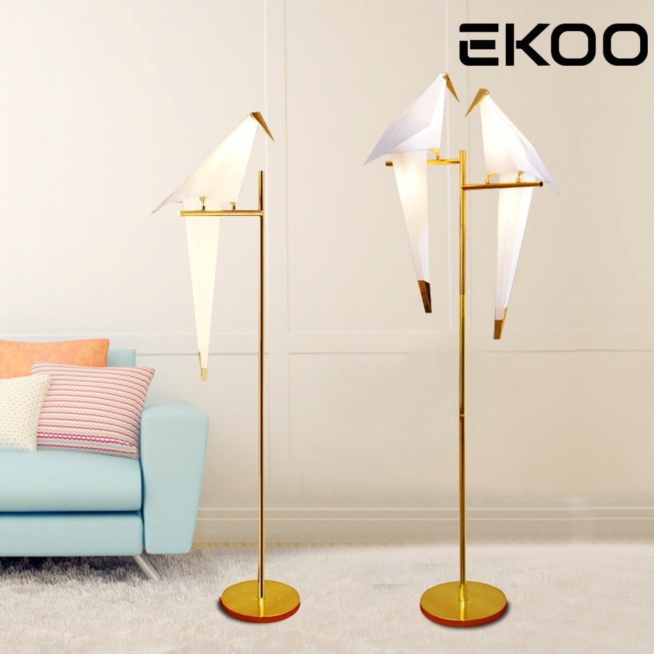 Us 15081 Ekoo Modern Bird Lampshade Golden Base Floor Lamp Light With Led Bulbs Metal Lambader In Floor Lamps From Lights Lighting On Aliexpress intended for size 945 X 945