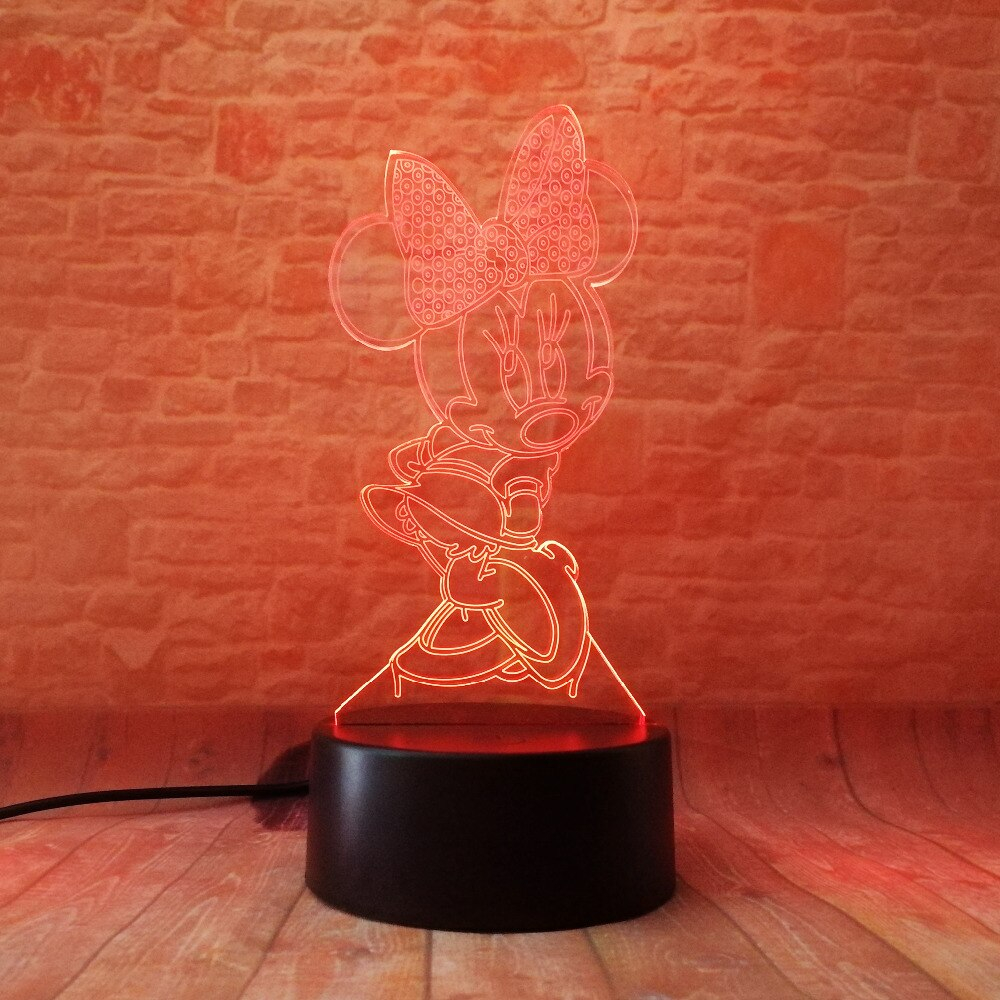 Us 366 37 Offcartoon Glowing Girls Mickey Minnie Mice Mouse 3d Led Night Light 7 Color Change Table Lamp Bedroom Decor Xmas Gifts Kids Toys In Led throughout measurements 1000 X 1000