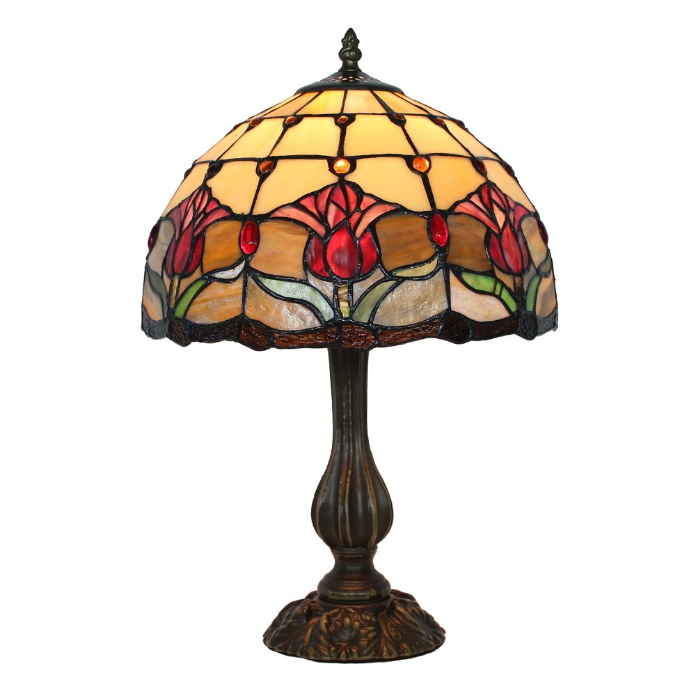 Us 5263 6 Offtulip Stained Glass Bedside Table Lamp Desk Light Lead Light 12inch30m Dia Lampshade In Table Lamps From Lights Lighting On for size 1000 X 1000
