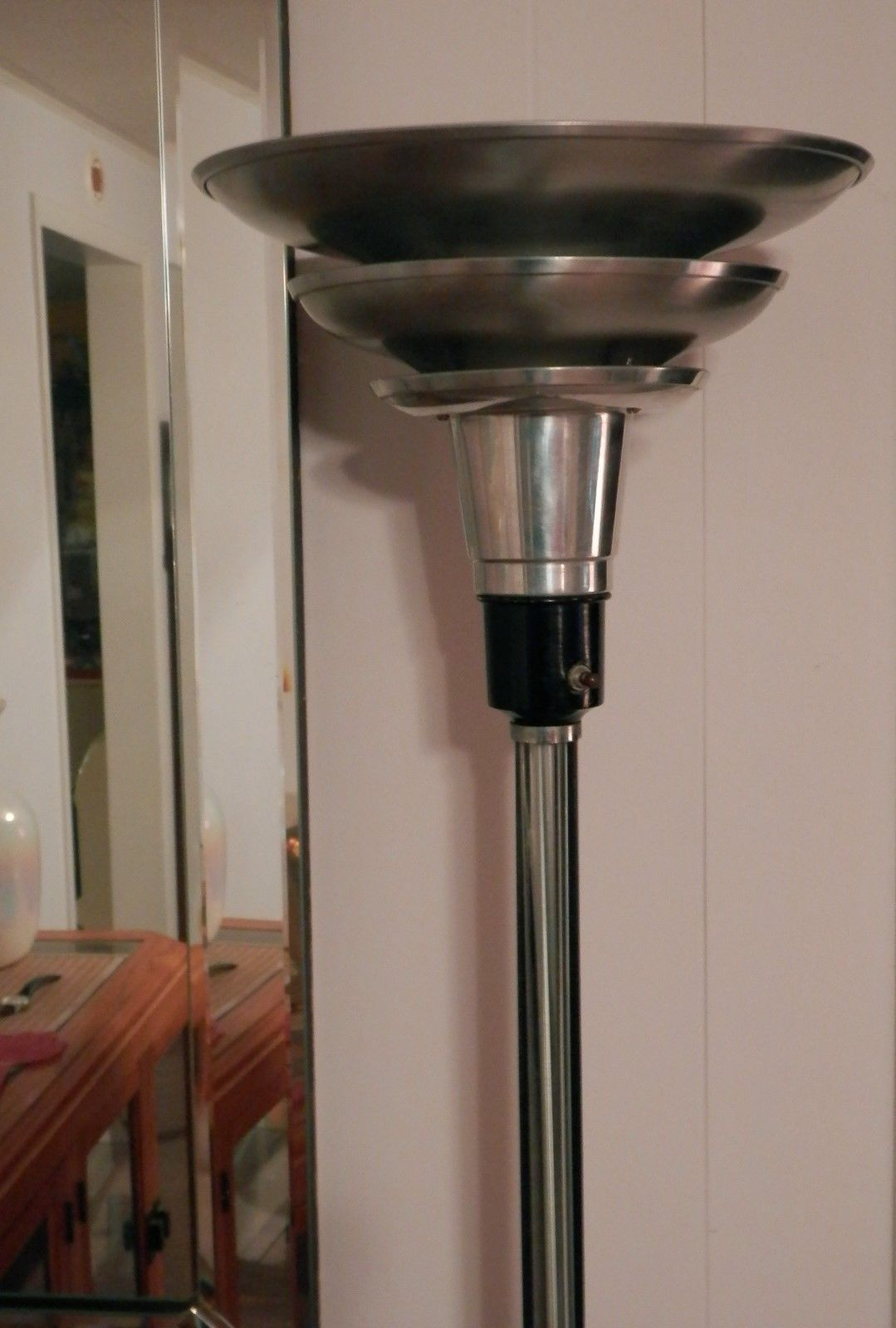 Vintage 1920s Art Deco Spun Aluminum Torchiere Floor Lamp intended for dimensions 1079 X 1600