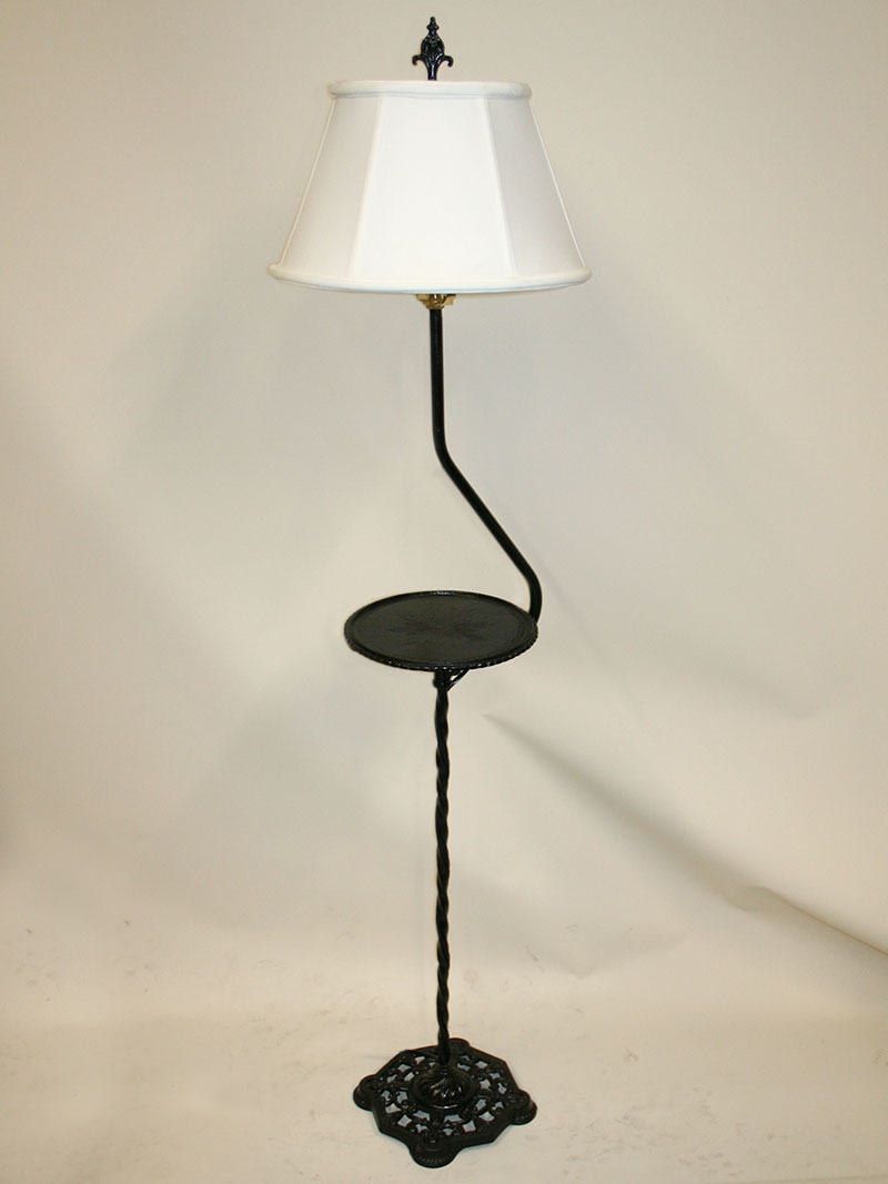 Vintage Black Iron Tray Table Reading Floor Lamp C 1950 inside proportions 800 X 1067