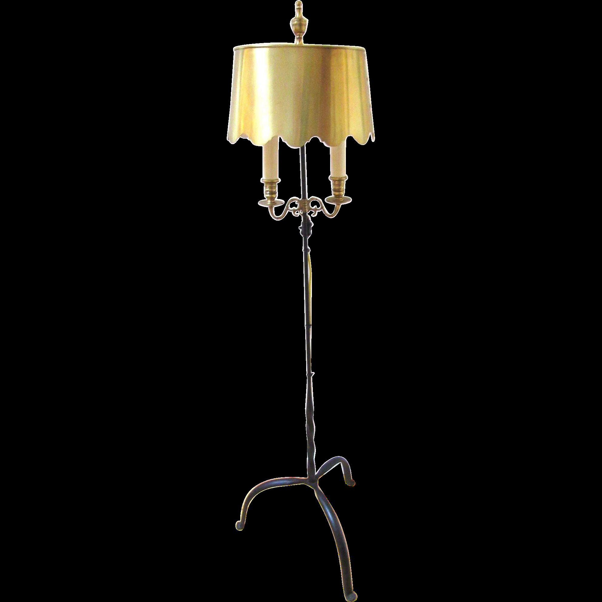 Vintage Bouillotte Brass Shade Floor Lamp Tole Wrought Iron with regard to measurements 1984 X 1984