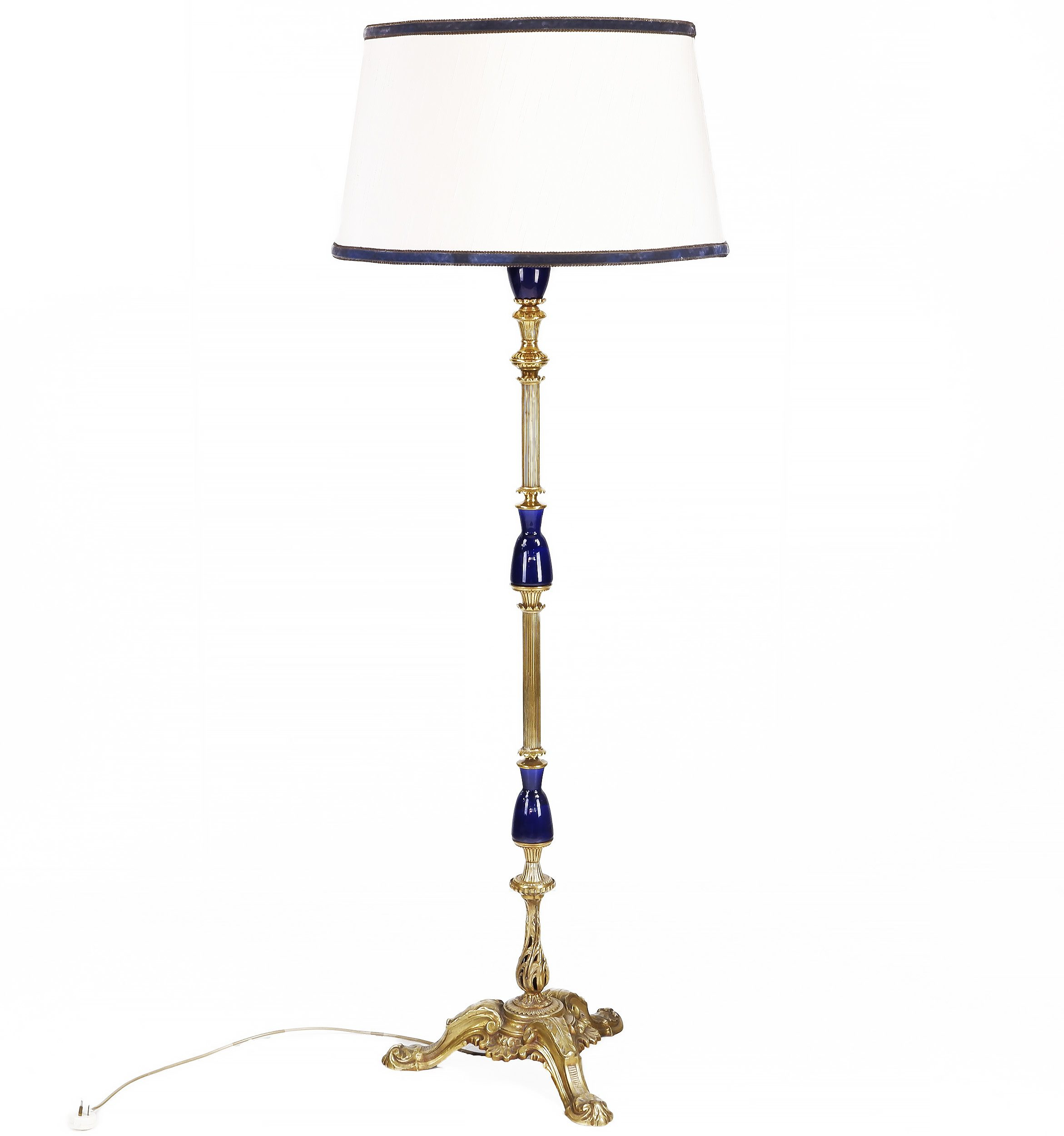 Vintage Brass And Cobalt Blue Porcelain Floor Lamp within proportions 2342 X 2500