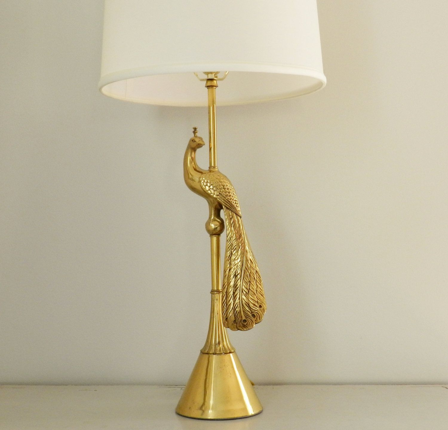 Vintage Brass Lamp Peacock Figurine Statue Hollywood Regency throughout dimensions 1500 X 1439