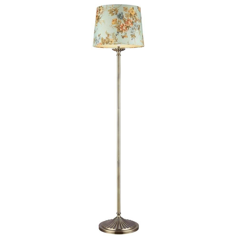 Vintage Floor Lamp With Flower Shade 1 Light Antique Brass intended for proportions 1000 X 1000