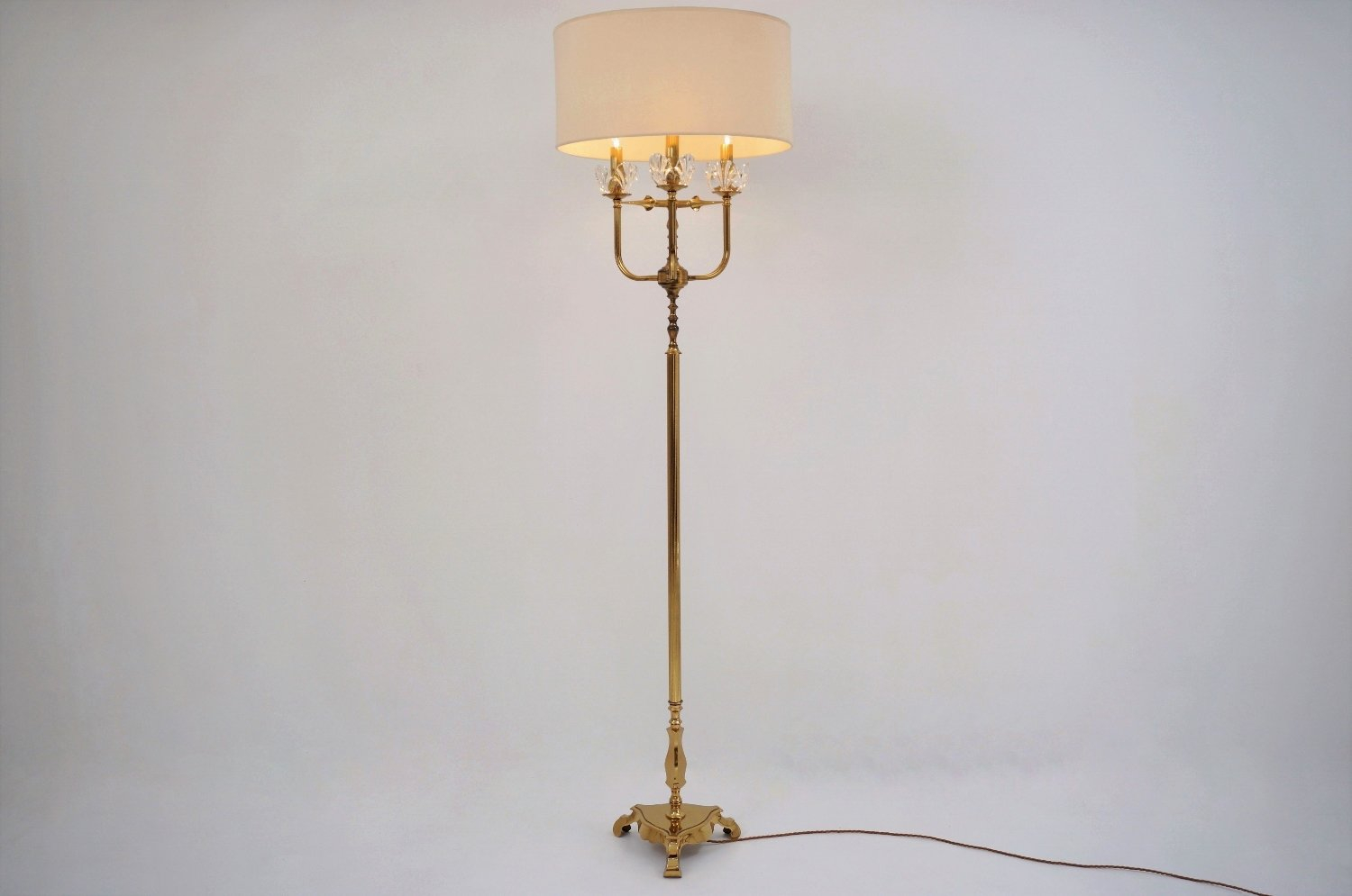 Vintage French Brass Crystal Floor Lamp 1940s pertaining to measurements 1500 X 995