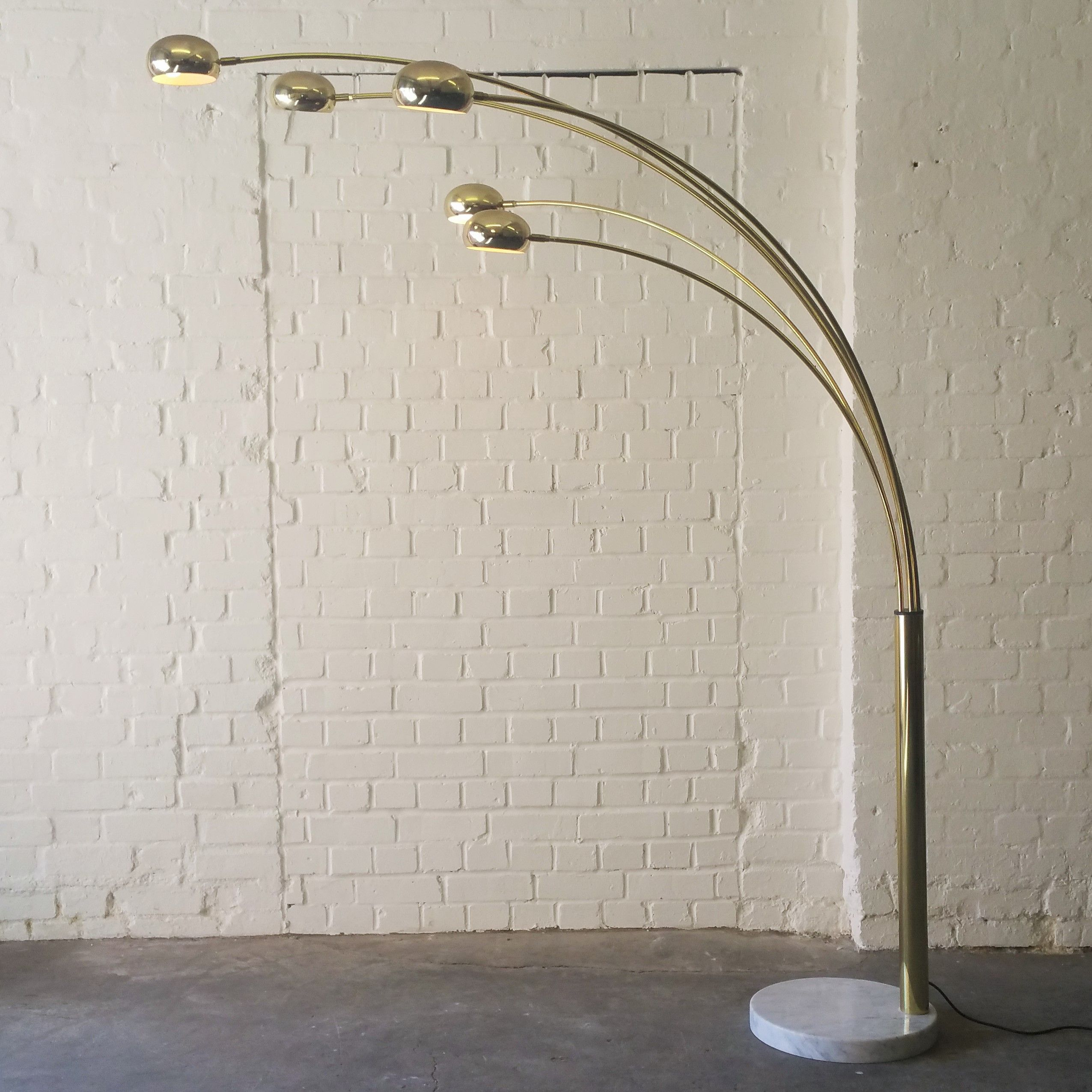 Vintage Italian Guzzini Style 5 Arm Brass Arc Floor Lamp On for proportions 2551 X 2551
