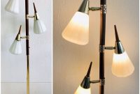 Vintage Mcm Pole Floor Lamp 3 Light Cone Glass Shade Teak with regard to dimensions 1000 X 1000