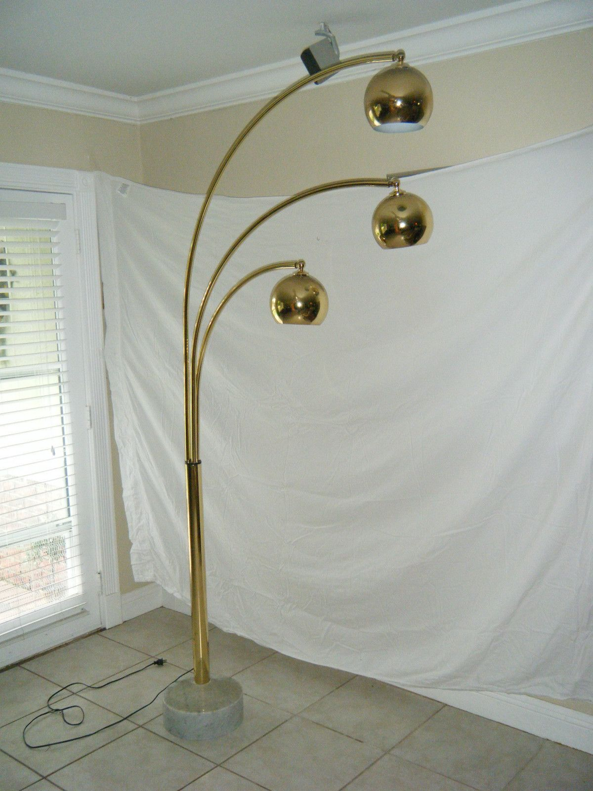 Vintage Mid Century Brass Plated Arc Floor Lamp With 3 Eye pertaining to sizing 1200 X 1600