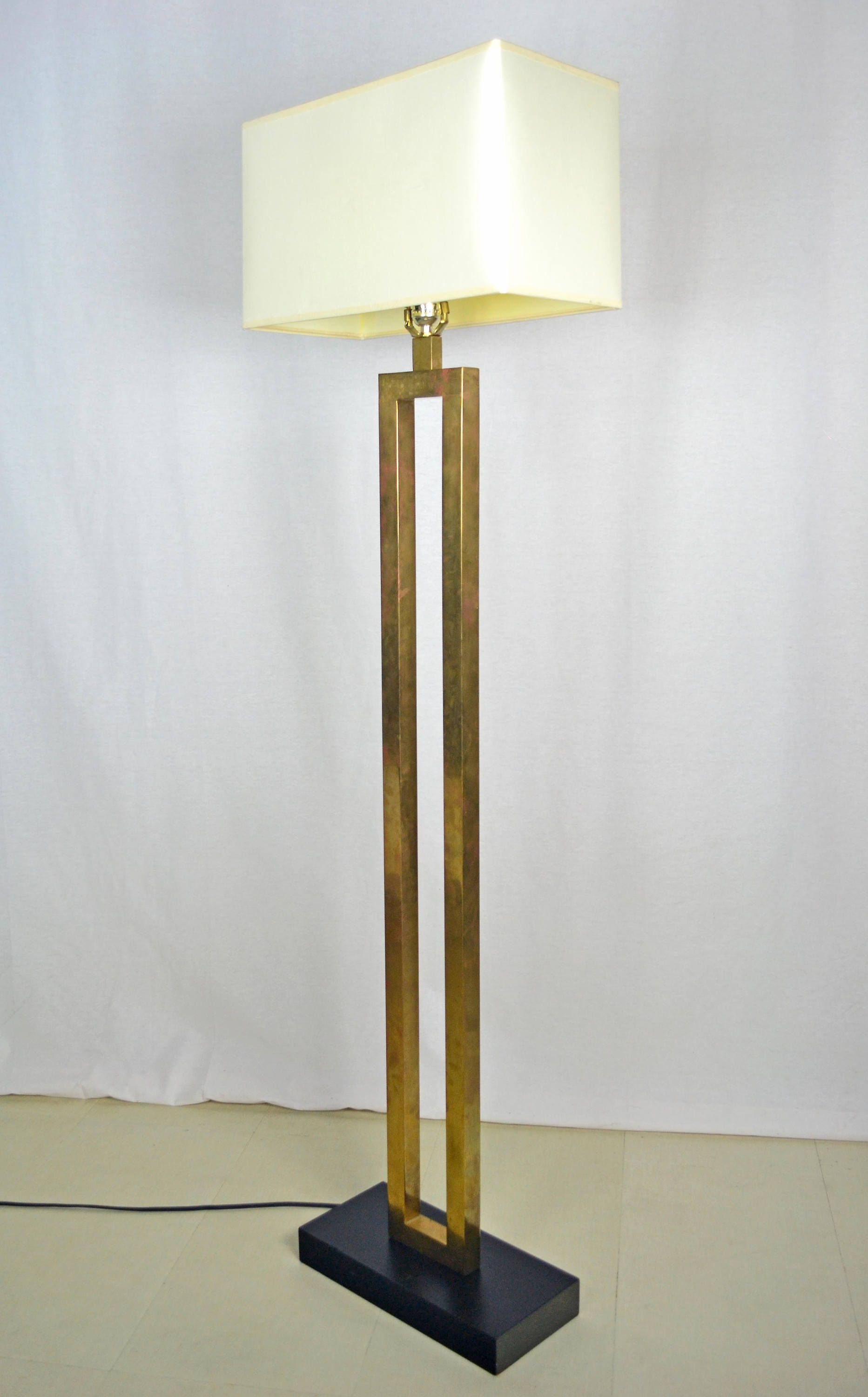 Vintage Modern Floor Lamp Geometric Brass Rectangular Lamp in proportions 1865 X 3000