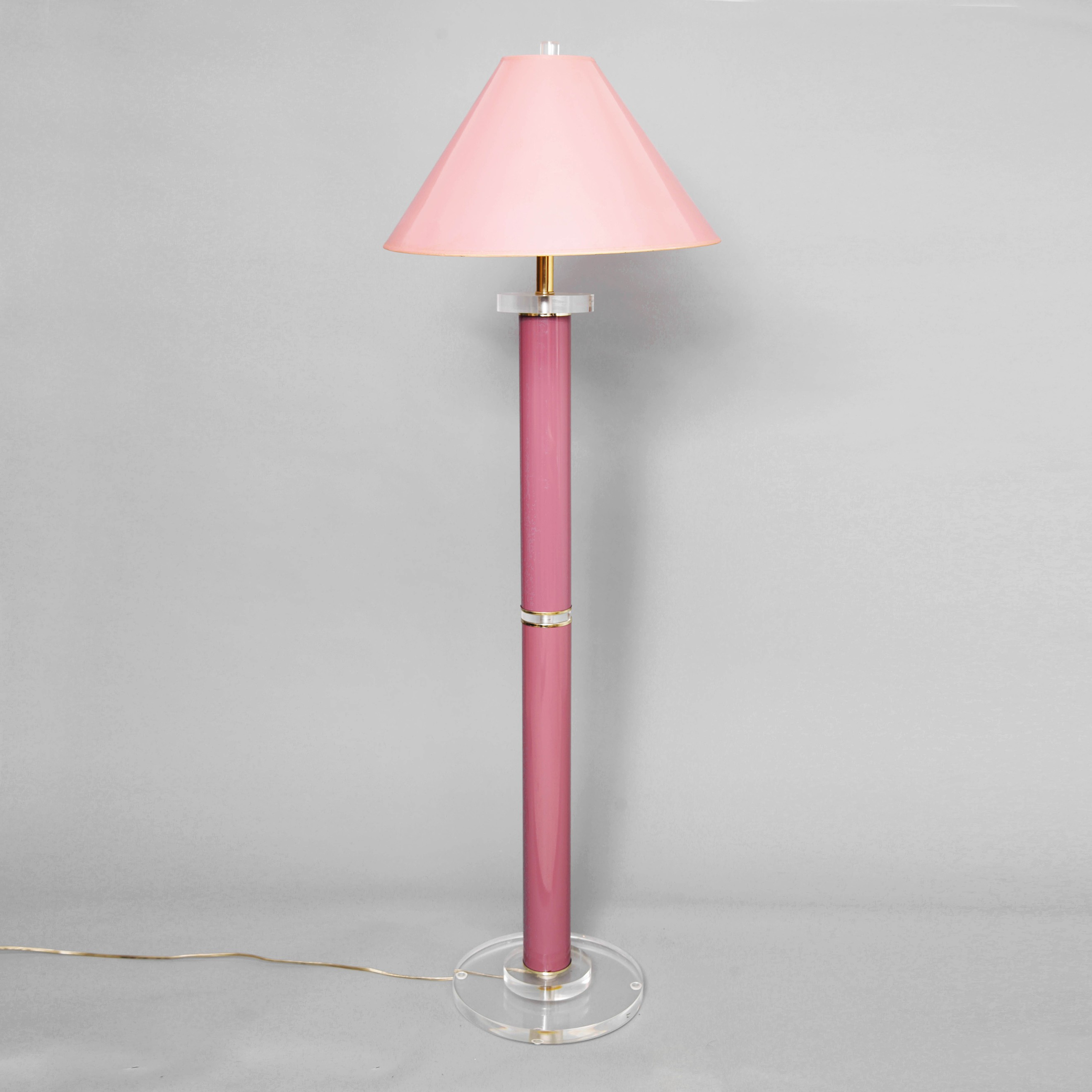 Vintage Pink Metal And Lucite Floor Lamp Chapman 1970s throughout measurements 2637 X 2637