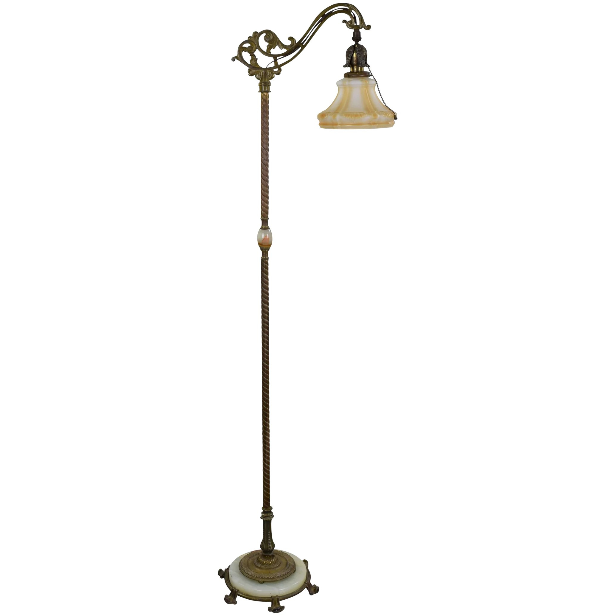 Vintage Rembrandt Iron Brass And Onyx Bridge Floor Lamp inside proportions 2068 X 2068