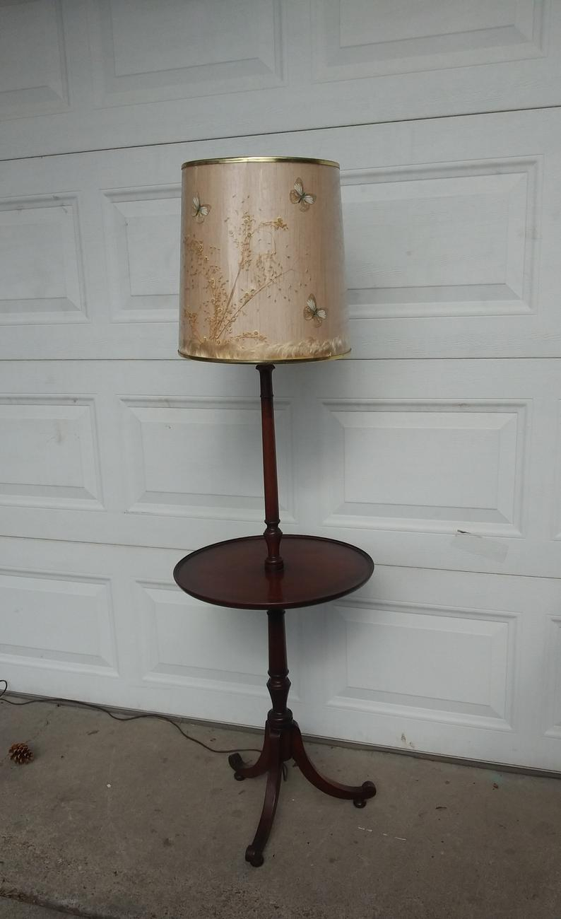 Vintage Rosewood Tray Table Floor Lamp And Organic Van Briggle Shade 1940s for size 794 X 1300