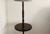 Vintage Solid Mahogany Wood Floor Lamp With Table Farmhouse for measurements 1892 X 3000