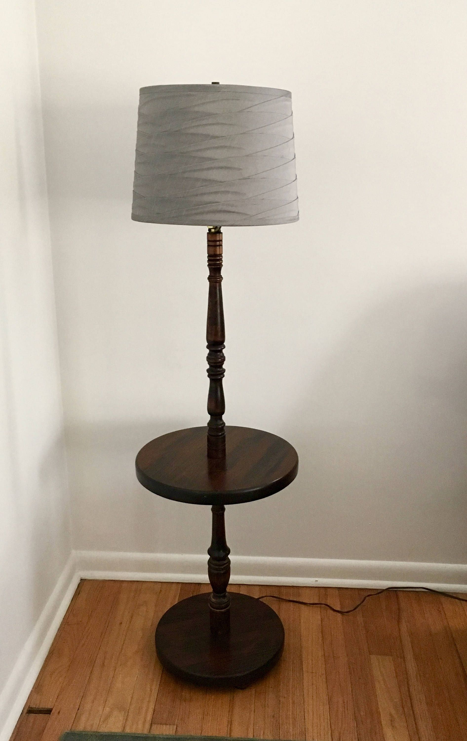 Vintage Solid Mahogany Wood Floor Lamp With Table Farmhouse inside dimensions 1892 X 3000