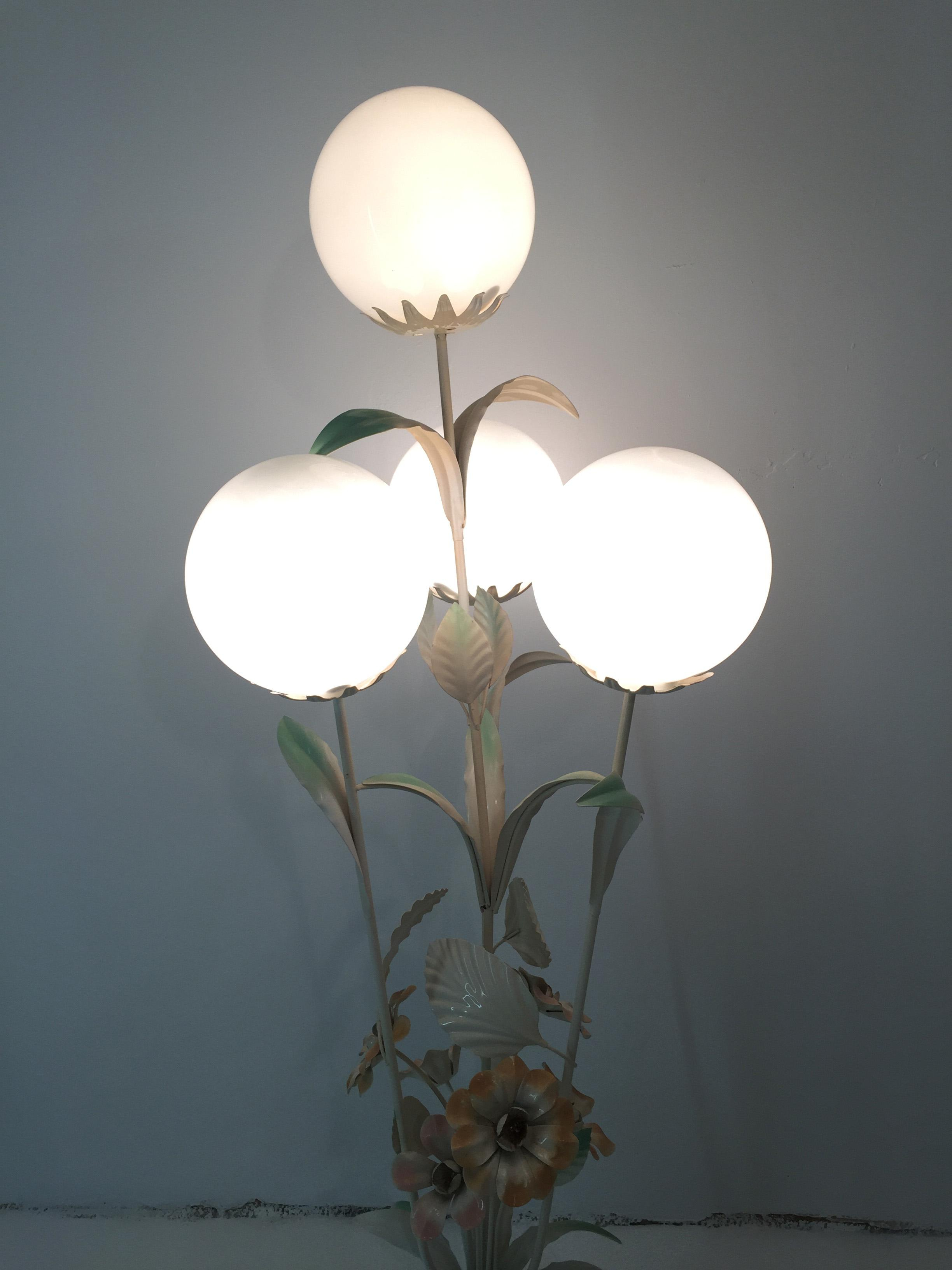 Vintage Toleware Four Globe Flower Floor Lamp Retro Midcentury Boho within proportions 2448 X 3264