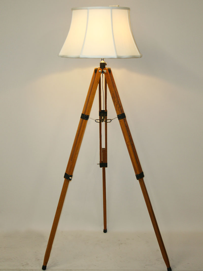 Vintage Tripod Floor Lamp W Warm Toned Wood C 1960 throughout proportions 800 X 1067