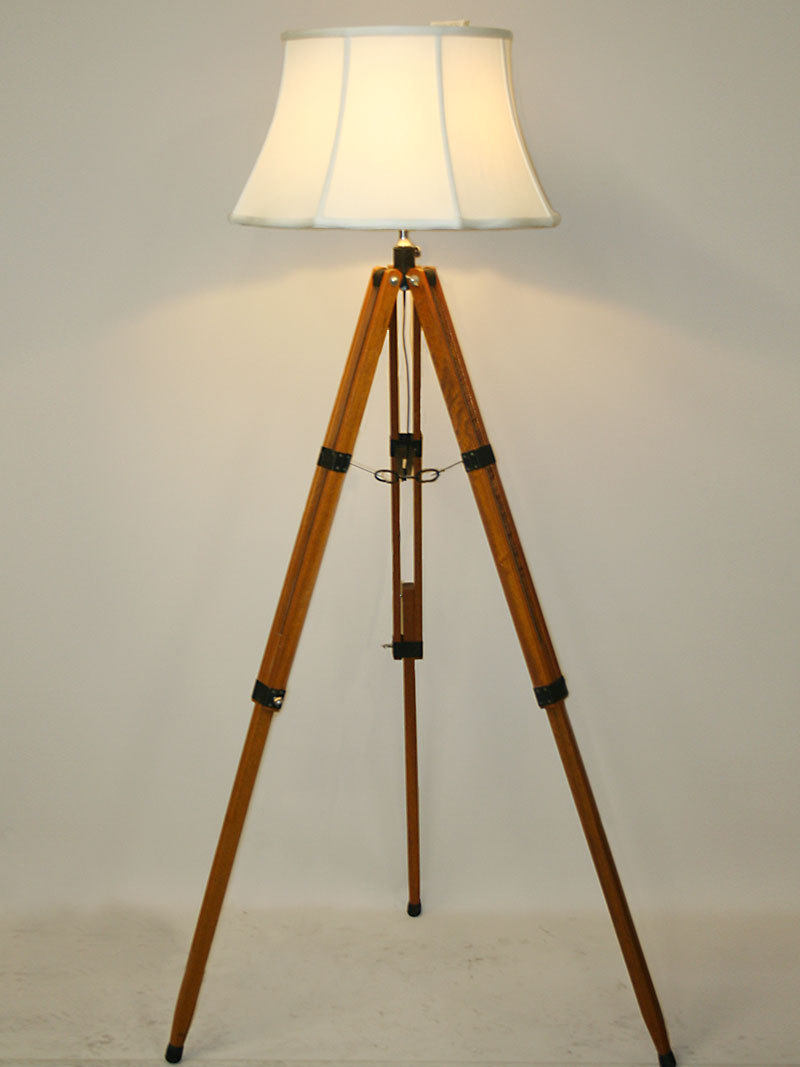 Vintage Tripod Floor Lamp W Warm Toned Wood C 1960 with regard to proportions 800 X 1067