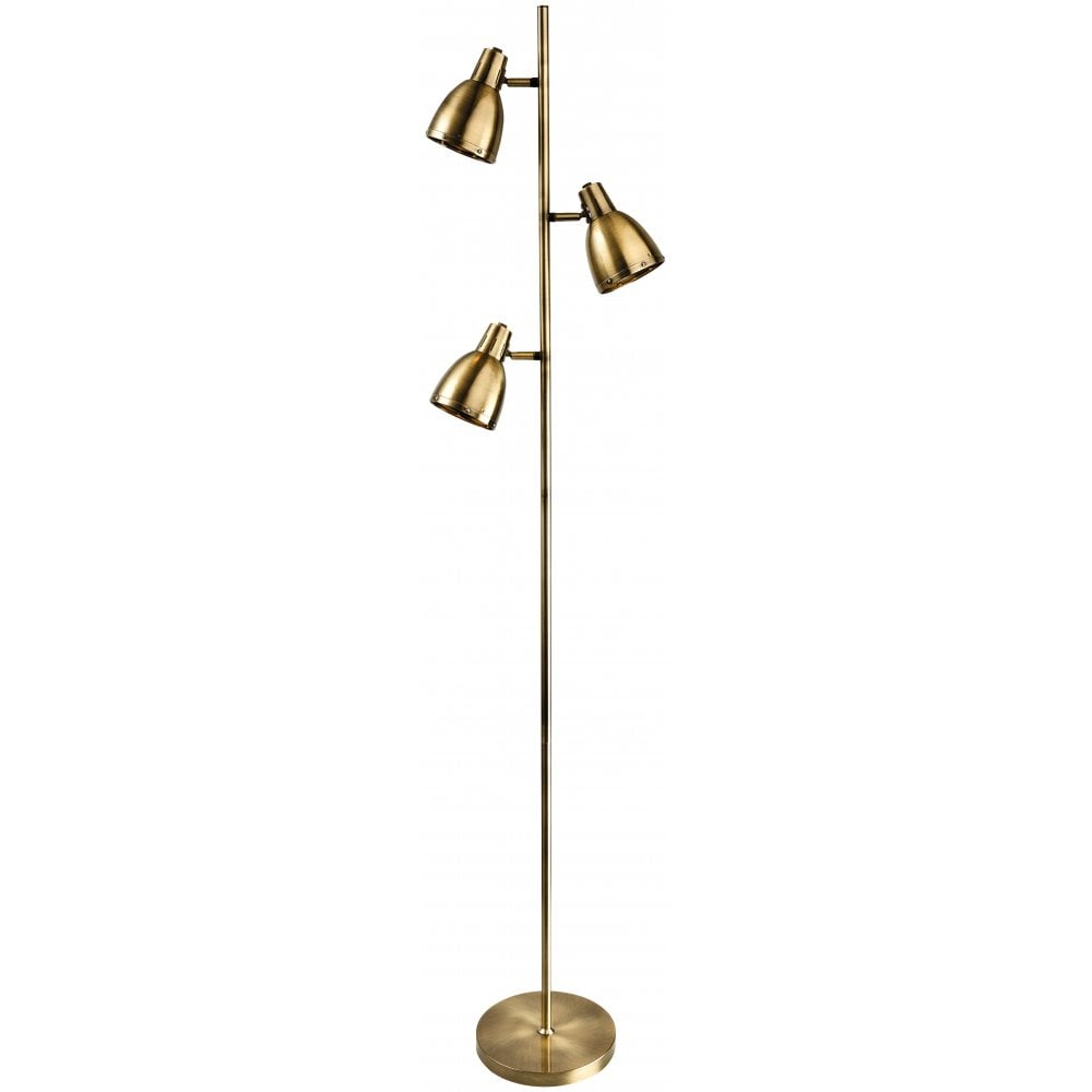 Vogue 3 Light Retro Floor Lamp In Antique Brass Finish in dimensions 1000 X 1000
