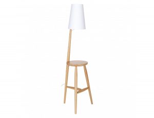 Wallace Oak Floor Lamp And Table With White Shade intended for proportions 1200 X 925