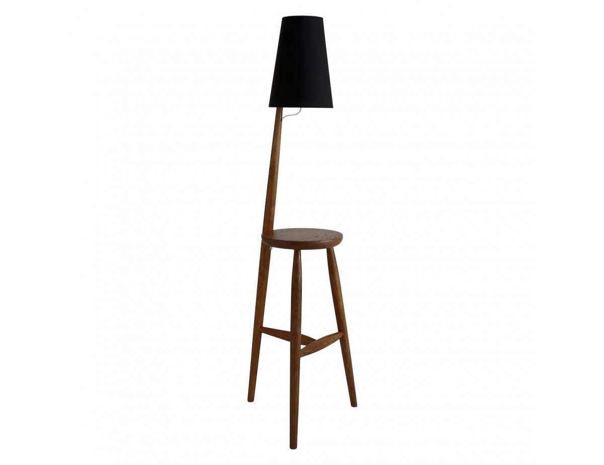Wallace Walnut Floor Lamp And Table With Black Shade regarding measurements 1200 X 925