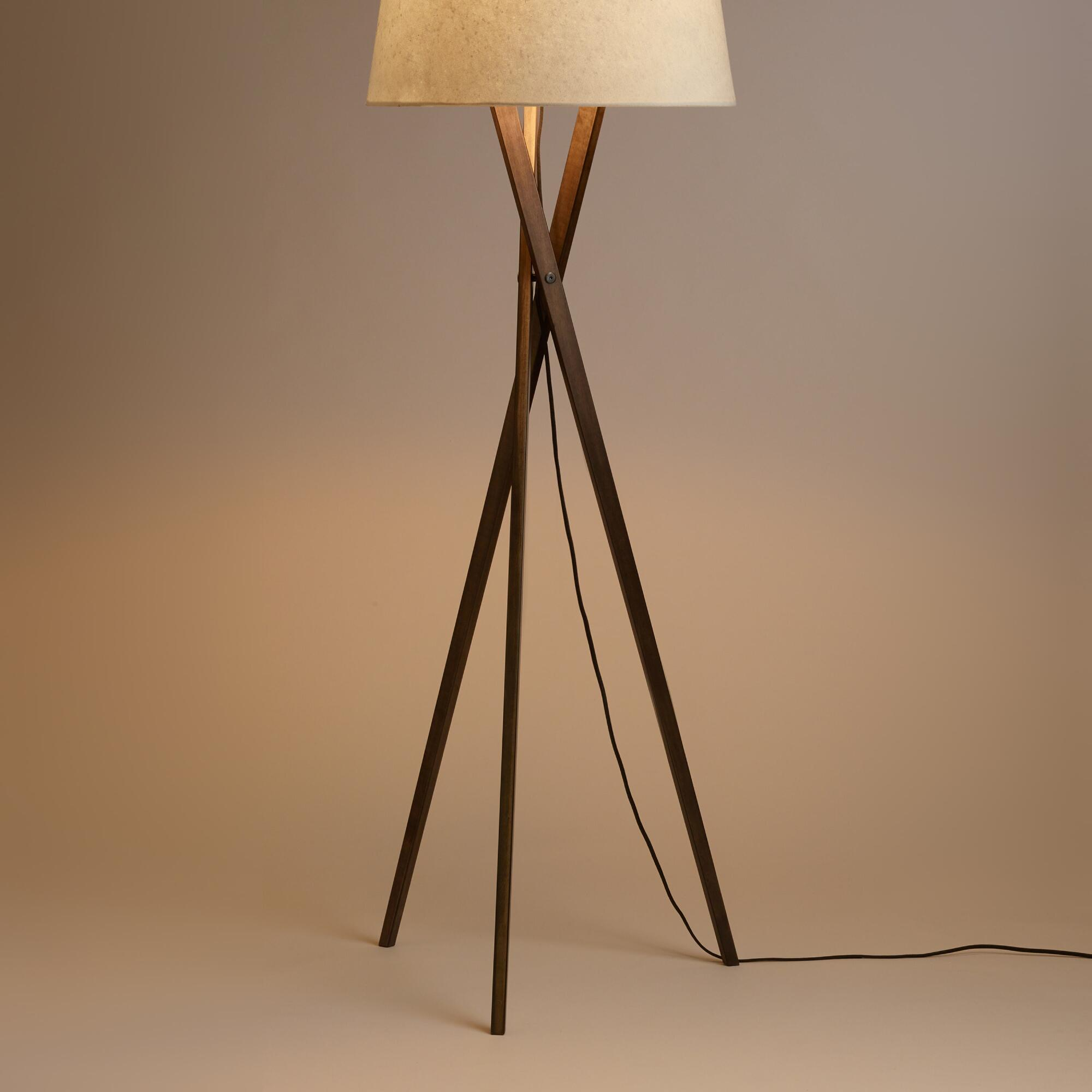 Walnut Wood Tripod Austin Floor Lamp Base World Market in proportions 2000 X 2000