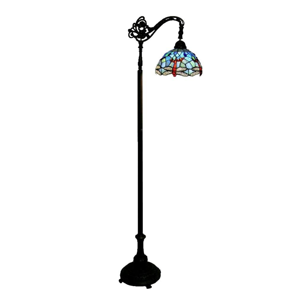 Warehouse Of Tiffany 62 In Dragonfly 1 Light Reading Multicolored Floor Lamp pertaining to size 1000 X 1000