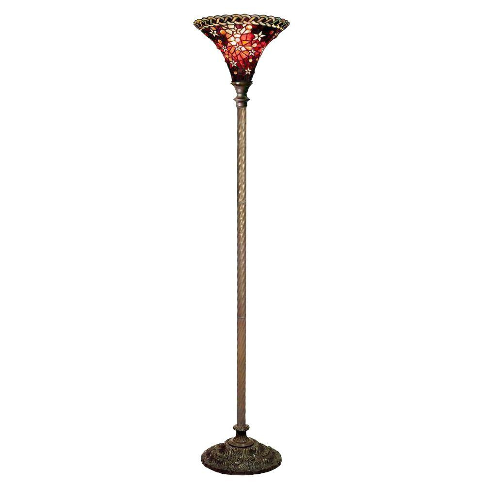 Warehouse Of Tiffany 72 In Antique Bronze Red Star Stained Glass Floor Lamp With Foot Switch regarding dimensions 1000 X 1000