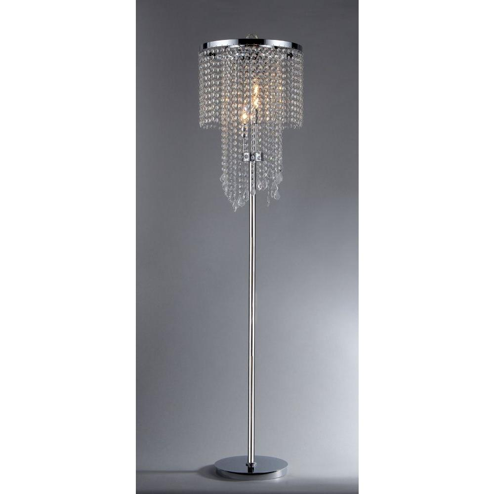 Warehouse Of Tiffany Diana 63 In 3 Light Indoor Chrome Crystal Floor Lamp With Foot Switch intended for proportions 1000 X 1000