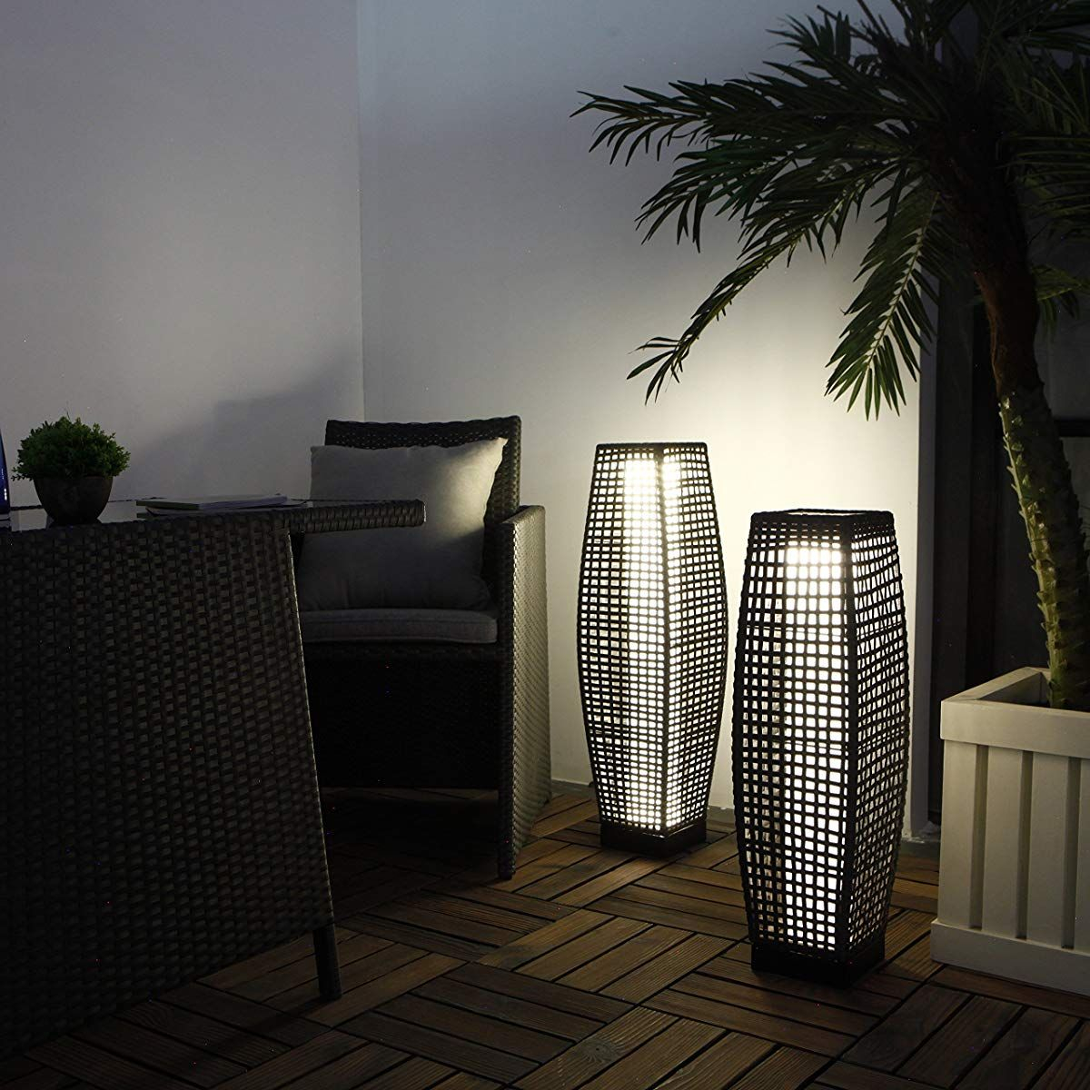 Weatherresistant Rattan Floor Lamp For Patio Deck Path with regard to sizing 1200 X 1200