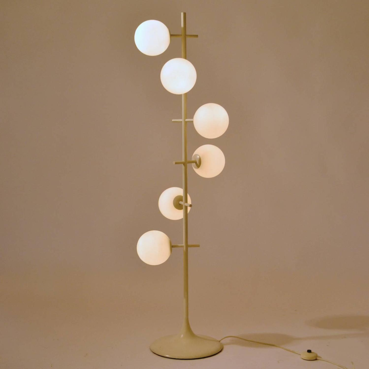 White And Opaline Glass Globes Floor Lamp Temde Swiss 1970s pertaining to size 1499 X 1500