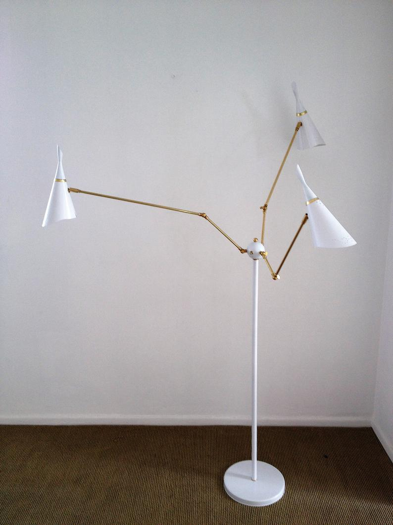 White Floor Lamp With Movable Arms Mid Century Arteluce Eames Stilnovo 50s Deco Atomic within sizing 794 X 1059