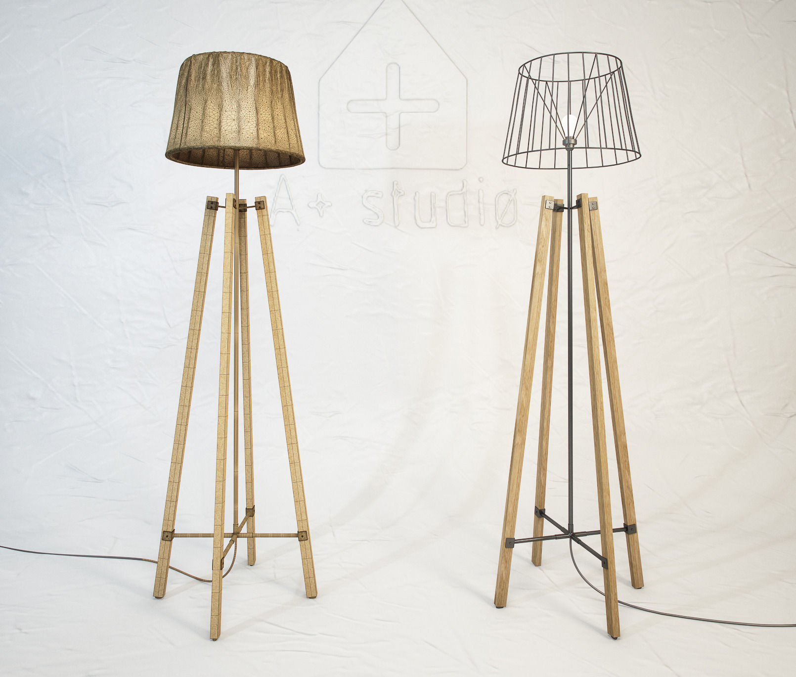 Wood Wire Floor Lamp 3d Model for dimensions 1610 X 1369