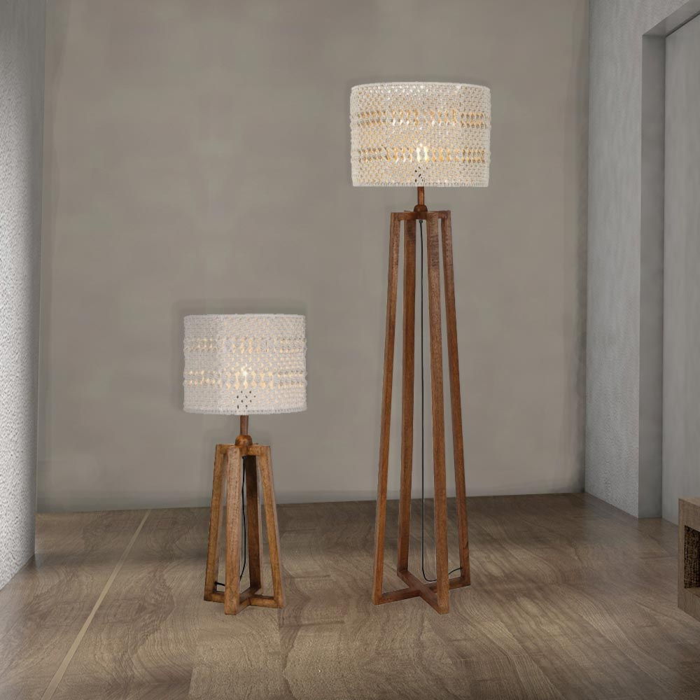 Wooden Floor And Table Lamp Set Cl 34037 intended for proportions 1000 X 1000