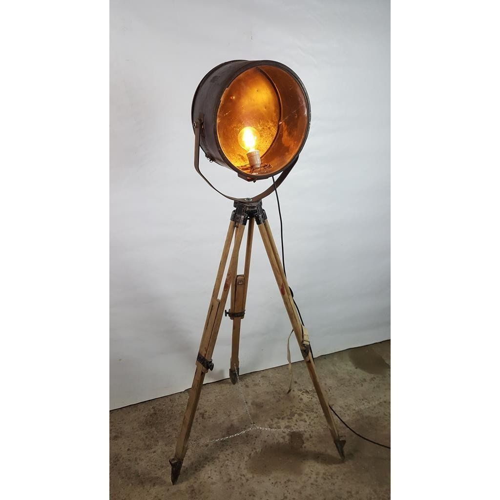 Wooden Tripod Floor Lamp Industrial Loft Vintage Spotlight throughout proportions 1024 X 1024