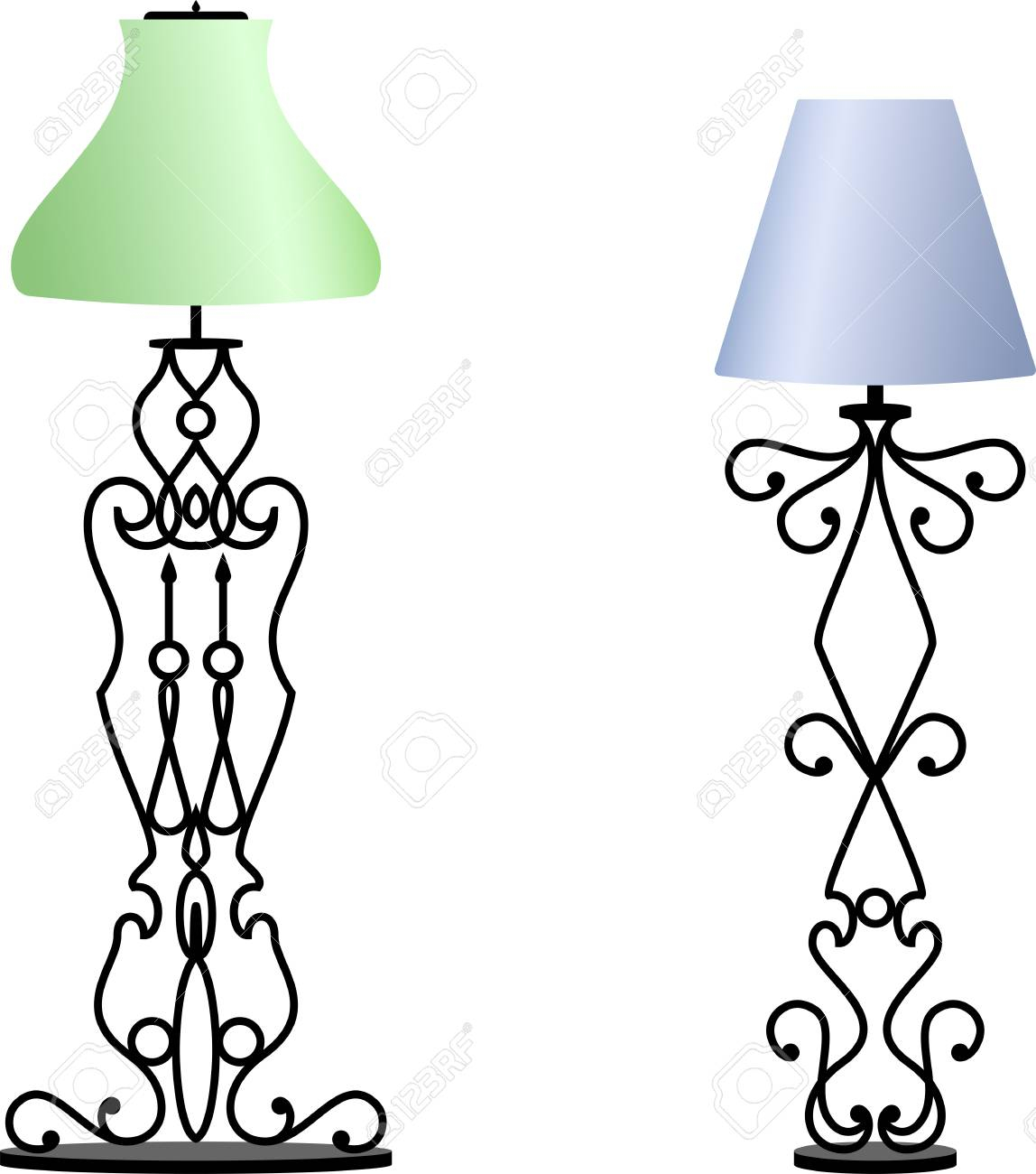 Wrought Iron Table Floor Lamp Vector Illustration pertaining to sizing 1148 X 1300