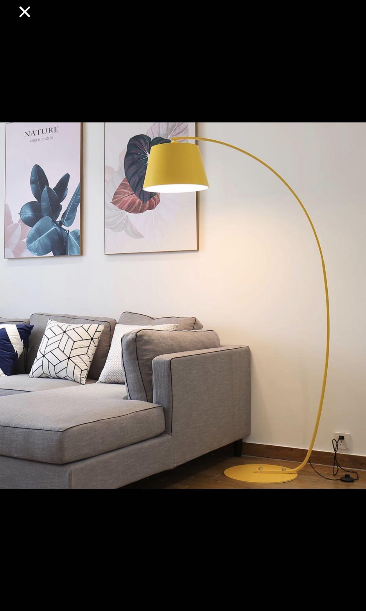 Yellow Arc Floor Lamp Furniture Home Decor Lighting within sizing 1242 X 2071