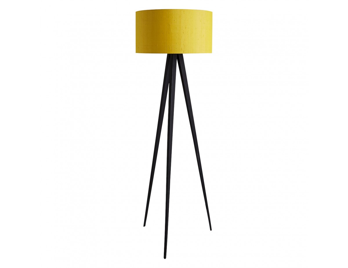 Yves Black Floor Lamp With Yellow Silk Shade in proportions 1200 X 925